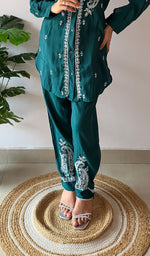 Load image into Gallery viewer, Devanshi Women's Lakhnavi Handcrafted Cotton Chikankari Kurta And Palazzo Set - HONC0358517