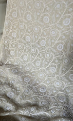 Load image into Gallery viewer, Women's Lakhnavi Handcrafted Pure Silk Georgette Unstitched Chikankari Kurta And Dupatta Set- HONC0324215