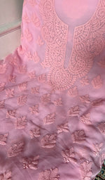 Laila Women's Lucknowi Handcrafted Faux-Georgette Unstitched Chikankari Suit Material - HONC0347507
