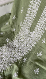 Load image into Gallery viewer, Women's Lucknowi Handcrafted Kota Cotton Chikankari Unstitched Kurta And Dupatta Set - HONC0340088