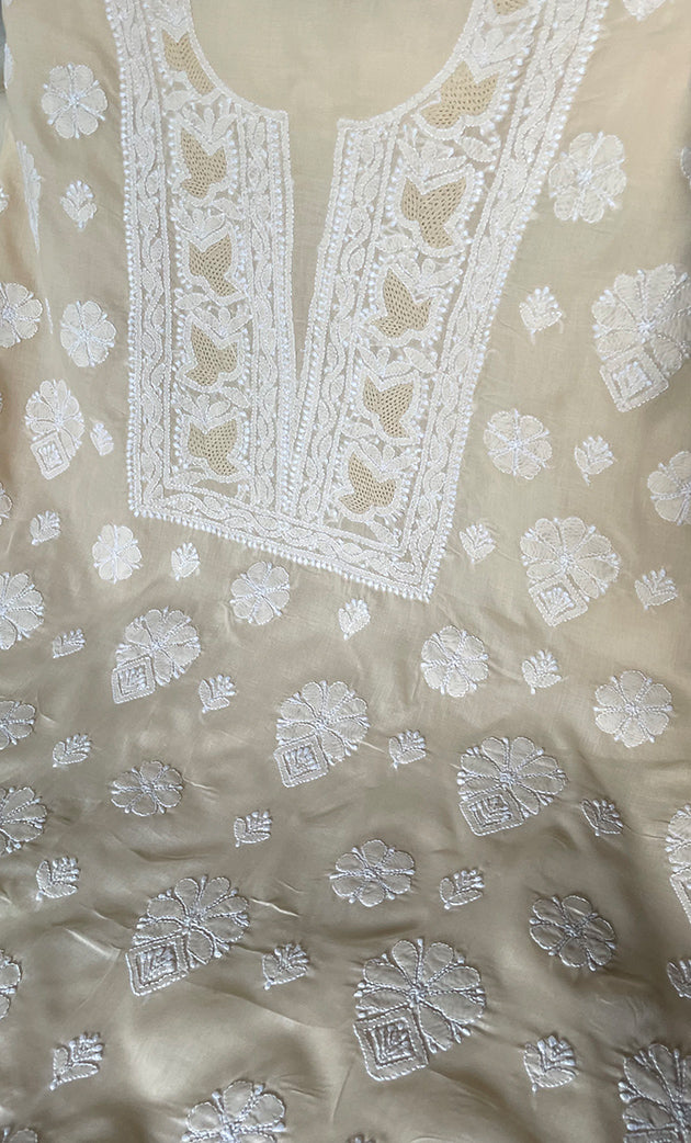 Women's Lakhnavi Handcrafted Unstitched Cotton Chikankari Suit Material - HONC0317401