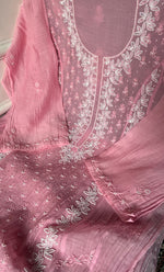 Load image into Gallery viewer, Saziya Women's Lakhnavi Handcrafted Mul Chanderi Semi - Stitched Kurta And Dupatta Set - HONC0324282