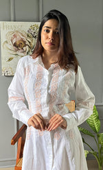 Load image into Gallery viewer, Niyat Women&#39;s Lucknowi Handcrafted Cotton Chikankari Long Dress - HONC0303751
