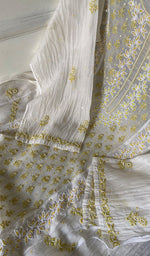 Load image into Gallery viewer, Saziya Women's Lakhnavi Handcrafted Mul Chanderi Semi - Stitched Kurta And Dupatta Set - HONC0346168