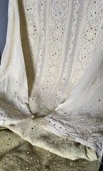 Load image into Gallery viewer, Women&#39;s Lucknowi Handcrafted Viscose Georgette Semi - Stitched Chikankari Anarkali and Dupatta Set- HONC0311031
