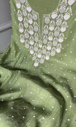Load image into Gallery viewer, Jazba Women&#39;s Lakhnavi Handcrafted Mul Chanderi UnStitched Kurta And Dupatta Set - HONC0301690
