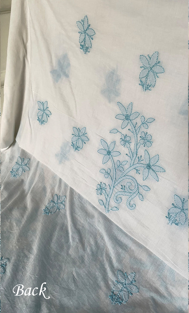 Women's Lakhnavi Handcrafted Modal Cotton Chikankari Unstitched Kurti Fabric - HONC0325224