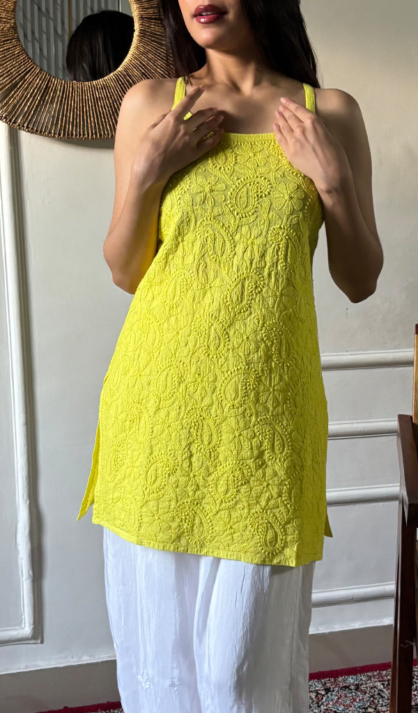 Women's Lakhnavi Handcrafted Cotton Chikankari  Long Top - HONC0349181
