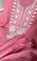 Load image into Gallery viewer, Jazba Women&#39;s Lakhnavi Handcrafted Mul Chanderi Unstitched Kurta And Dupatta Set- HONC0319683
