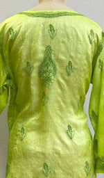 Load image into Gallery viewer, Women&#39;s Lakhnavi Handcrafted Silk Chikankari Top - HONC0176244