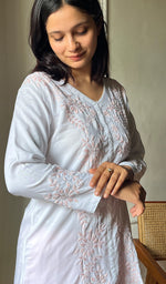 Load image into Gallery viewer, Nasrin Women&#39;s Lakhnavi Handcrafted Modal Cotton Chikankari Top - HONC0276627
