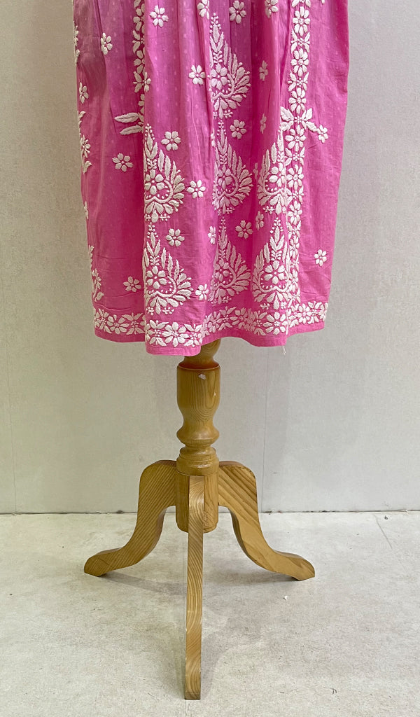 Zulekha Women's Lucknowi Handcrafted Mul Cotton Chikankari Gown - HONC0150418
