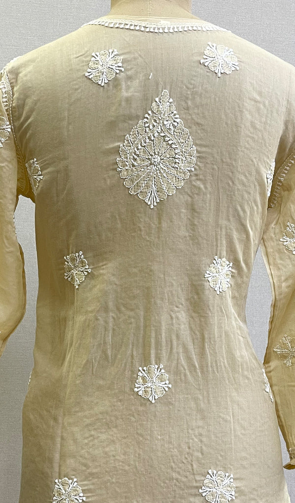 Women's Lucknowi Handcrafted White Cotton Chikankari Top - HONC0165269