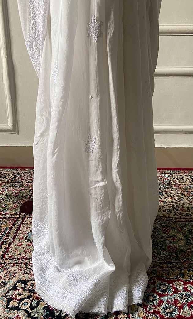 Women's Lakhnavi Handcrafted Viscose Georgette Chikankari Saree - HONC0278733