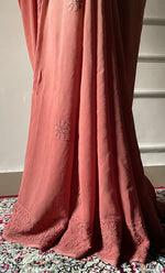 将图像加载到图库查看器中， Women&#39;s Lakhnavi Handcrafted Viscose Georgette Chikankari Saree - HONC0318168
