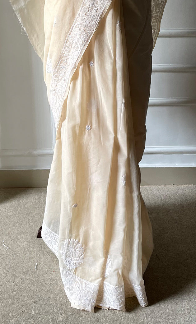 Women's Lakhnavi Handcrafted Cotton Chikankari Saree - HONC0317296