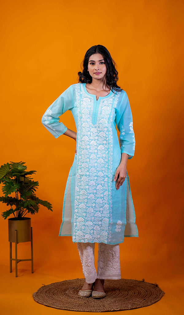 Naira Women's Lucknowi Handcrafted Cotton Chikankari Kurti - HONC0164270