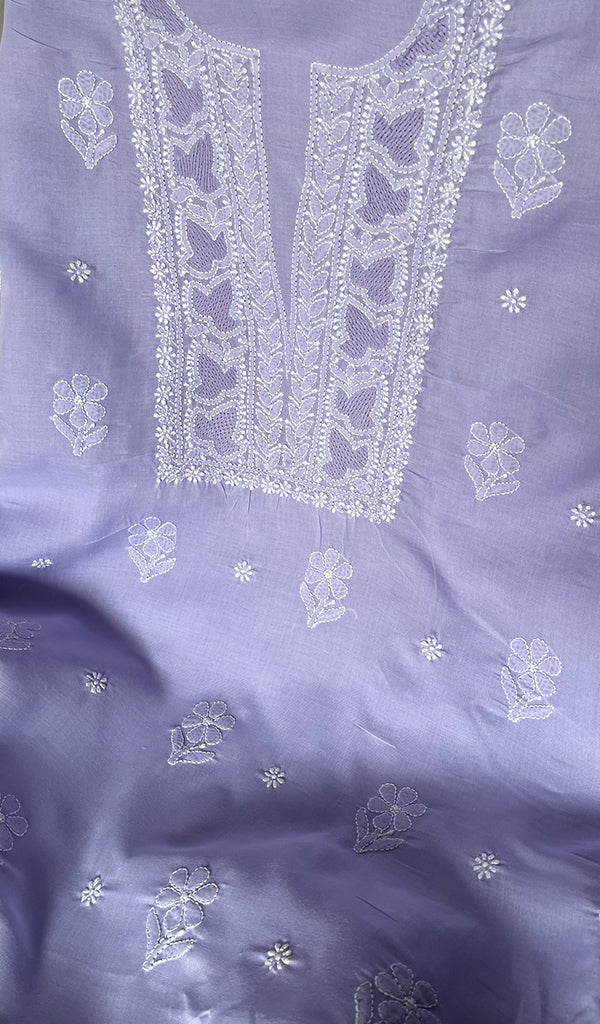 Farah Women's Lakhnavi Handcrafted Unstitched Cotton Chikankari Suit Material - HONC0298921