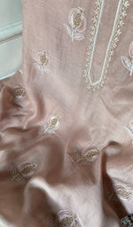 Load image into Gallery viewer, Mahira Women's Lakhnavi Handcrafted Mul Chanderi Unstitched Chikankari Full Suit - HONC0355236