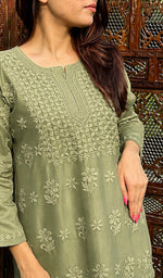 Load image into Gallery viewer, Hania Women's Lakhnavi Handcrafted Chanderi Silk Chikankari Top - HONC0383281