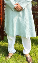 Load image into Gallery viewer, Men&#39;s Lucknowi Handcrafted Cotton Chikankari Kurta - HONC0260665
