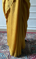 Load image into Gallery viewer, Women's Lakhnavi Handcrafted Chanderi Silk Chikankari Saree - HONC0340414