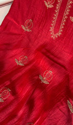 将图像加载到图库查看器中， Women's Lakhnavi Handcrafted Mul Chanderi Unstitched Kurta And Dupatta Set- HONC0345264