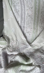 Load image into Gallery viewer, Women&#39;s Lucknowi Handcrafted Viscose Georgette Semi - Stitched Chikankari Anarkali and Dupatta Set- HONC0304399
