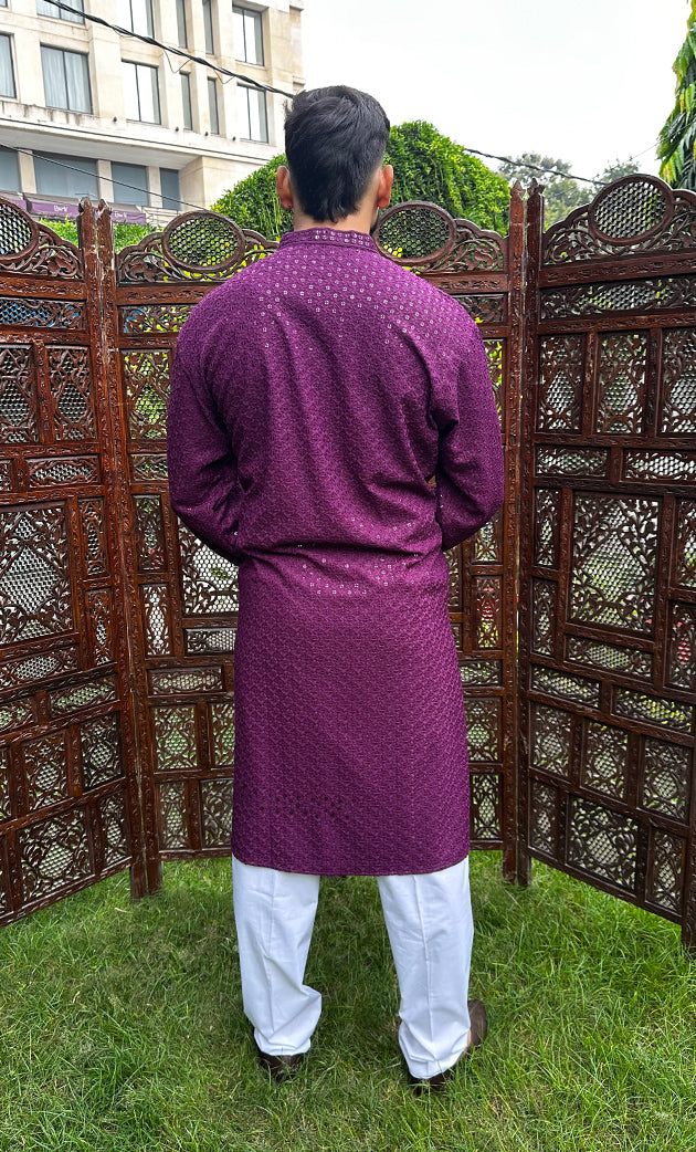 Men's Faux-Georgette Hakoba Kurta - HONC0322895