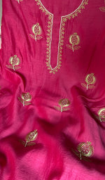 Load image into Gallery viewer, Women's Lakhnavi Handcrafted Chanderi Silk Unstitched Chikankari Full Suit - HONC0355234