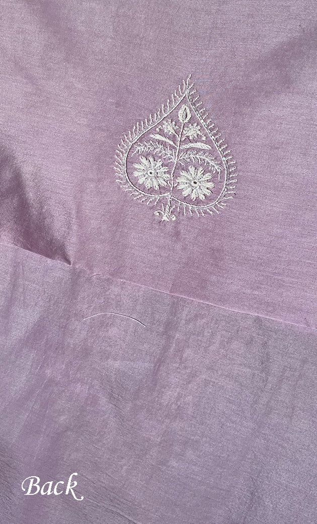 Lucknowi Handcrafted Chanderi Silk Unstitched Chikankari Unisex Kurta Fabric  -  HONC0330186