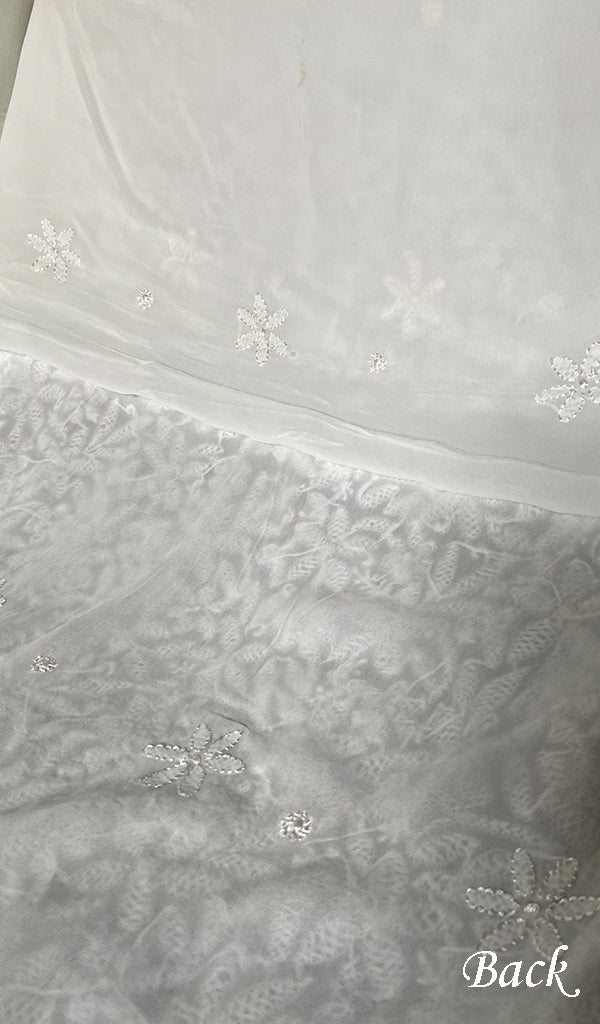 Women's Lakhnavi Handcrafted Viscose  Georgette Chikankari Kurti Fabric - HONC0343102