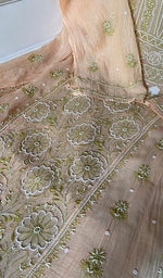 Women's Lakhnavi Handcrafted Mul Chanderi Semi - Stitched Kurta And Dupatta Set - HONC0376011