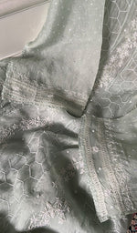 Load image into Gallery viewer, Eshani Women's Lucknowi Handcrafted Pure Organza Silk Chikankari Semi- stitched Anarkali Dupatta Set- HONC0362214