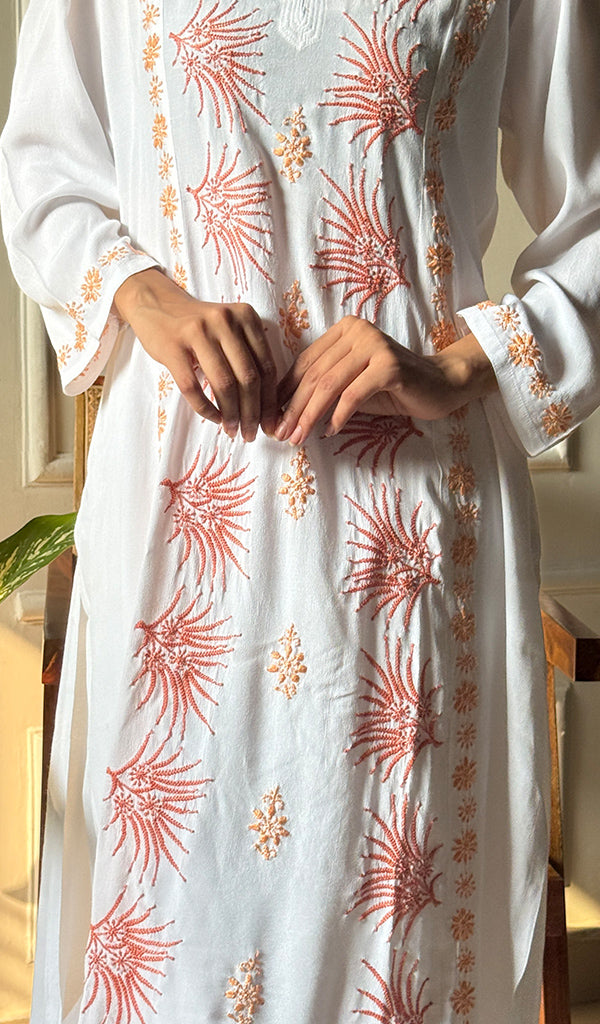 Women's Lucknowi Handcrafted Crepe Chikankari Kurti- HONC0293377
