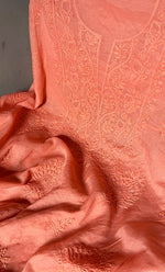 Load image into Gallery viewer, Women&#39;s Lakhnavi Handcrafted Mul Chanderi Chikankari Full Suit Material - HONC0307423
