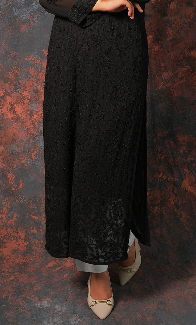 Yusra Women's Lakhnavi Handcrafted Viscose Georgette Chikankari Kurti- HONC0327261