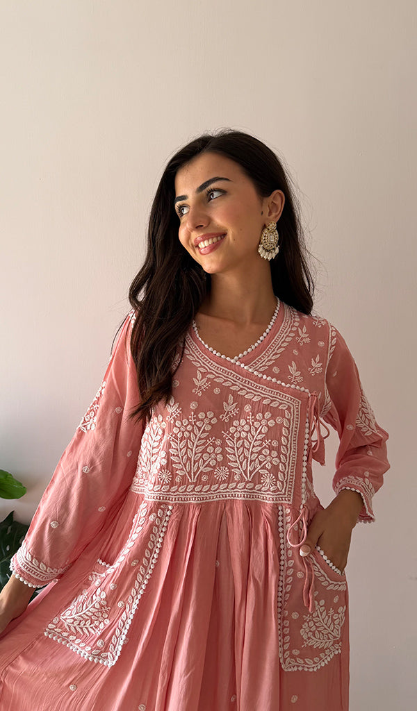 Fawziya Women's Lucknowi Handcrafted Cotton Angrakha - HONC0380461