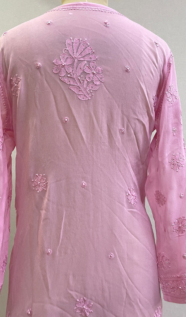 Women's Lakhnavi Handcrafted Viscose Georgette Chikankari Kurti - HONC0204866