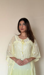 Women's Lucknowi Handcrafted Mul chanderi Chikankari Kaftan - HONC0390107