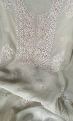 Load image into Gallery viewer, Women&#39;s Lakhnavi Handcrafted Mul Chanderi Unstitched Kurta And Dupatta Set- HONC0313318

