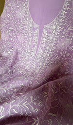 将图像加载到图库查看器中， Pure Mul Chanderi Chikankari 3 Pc Unstitched Suit Set