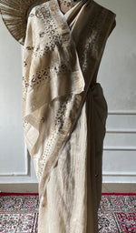 Load image into Gallery viewer, Women's Lakhnavi Handcrafted Munga Silk Chikankari Saree - HONC0353052