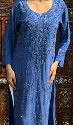 Load image into Gallery viewer, Asma Women&#39;s Lakhnavi Handcrafted Crepe Chikankari Kurti - HONC0218272
