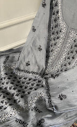 Load image into Gallery viewer, Saziya Women's Lakhnavi Handcrafted Mul Chanderi Semi - Stitched Kurta And Dupatta Set - HONC0339562