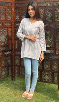 Hania Women's Lakhnavi Handcrafted Chanderi Silk Chikankari Top - HONC0237599