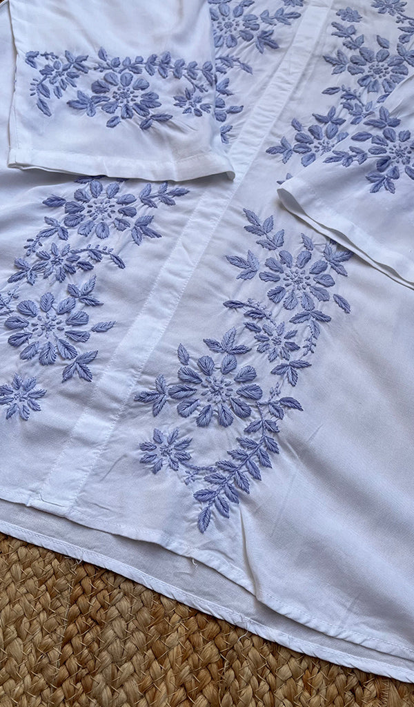 Women's Lakhnavi Handcrafted Modal Cotton Chikankari Top - HONC0276615