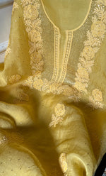 Load image into Gallery viewer, Afeera Women&#39;s Lakhnavi Handcrafted Pure Organza Chikankari Unstitched Kurta And Dupatta Set- HONC0302218
