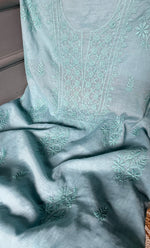Load image into Gallery viewer, Women&#39;s Lakhnavi Handcrafted Mul Chanderi Chikankari Full Suit Material - HONC0307419
