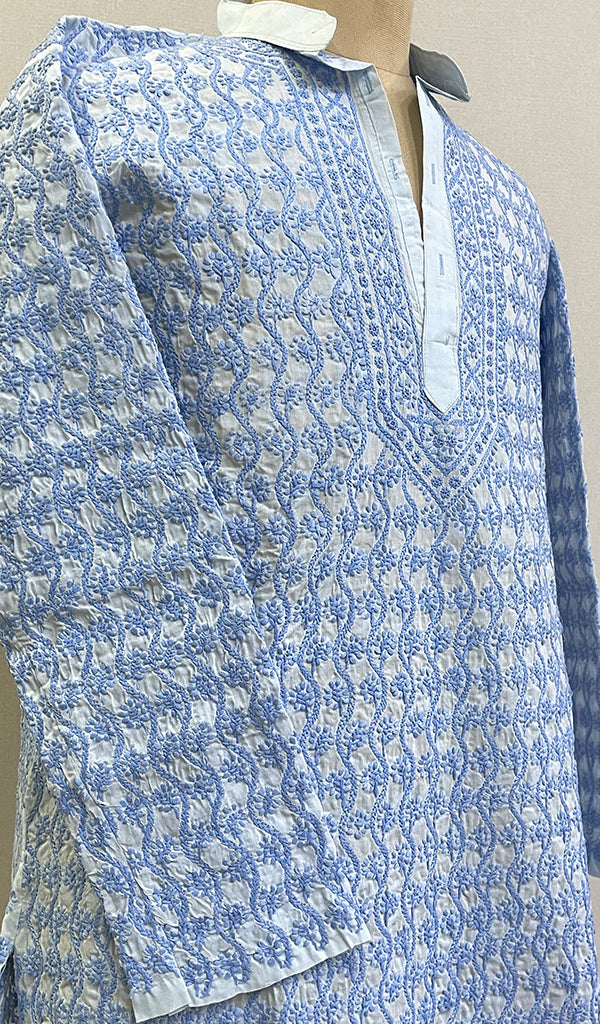 Men's Lucknowi Handcrafted Cotton Chikankari Kurta - HONC0201005